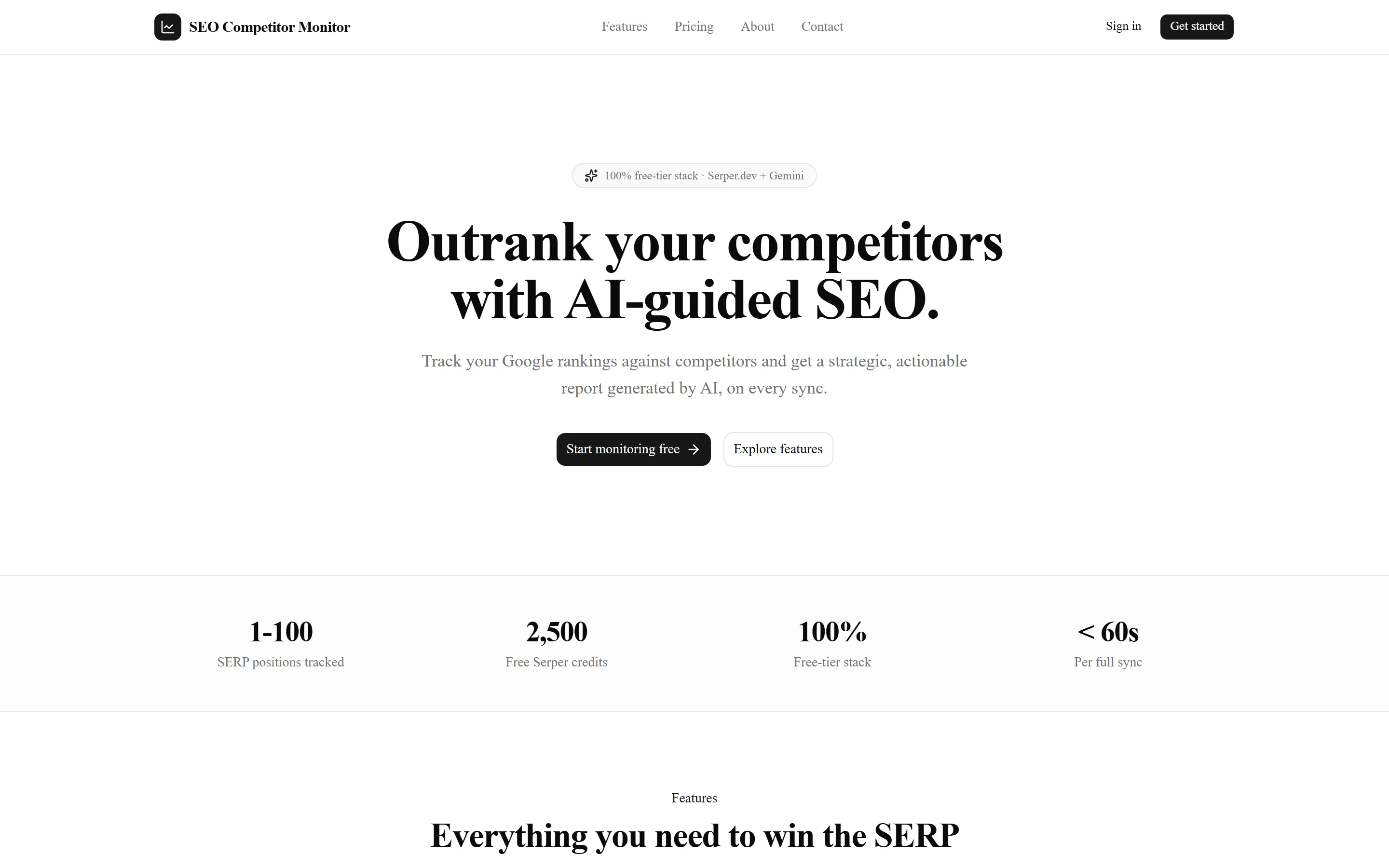 Project setup — target site, competitors, and keyword tracking
